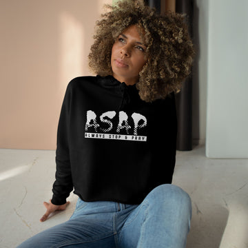 ASAP Crop Hoodie — "Always Stop & Pray" Black Cropped Hoodie, Casual Streetwear