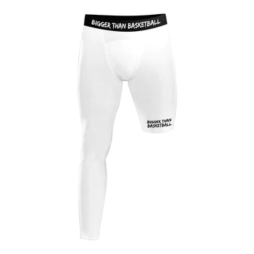 Bigger Than Basketball Single-Leg Performance Tights - Right - White